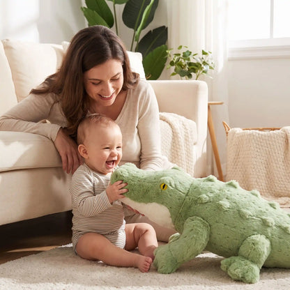 peluche maman bebe crocodile vert