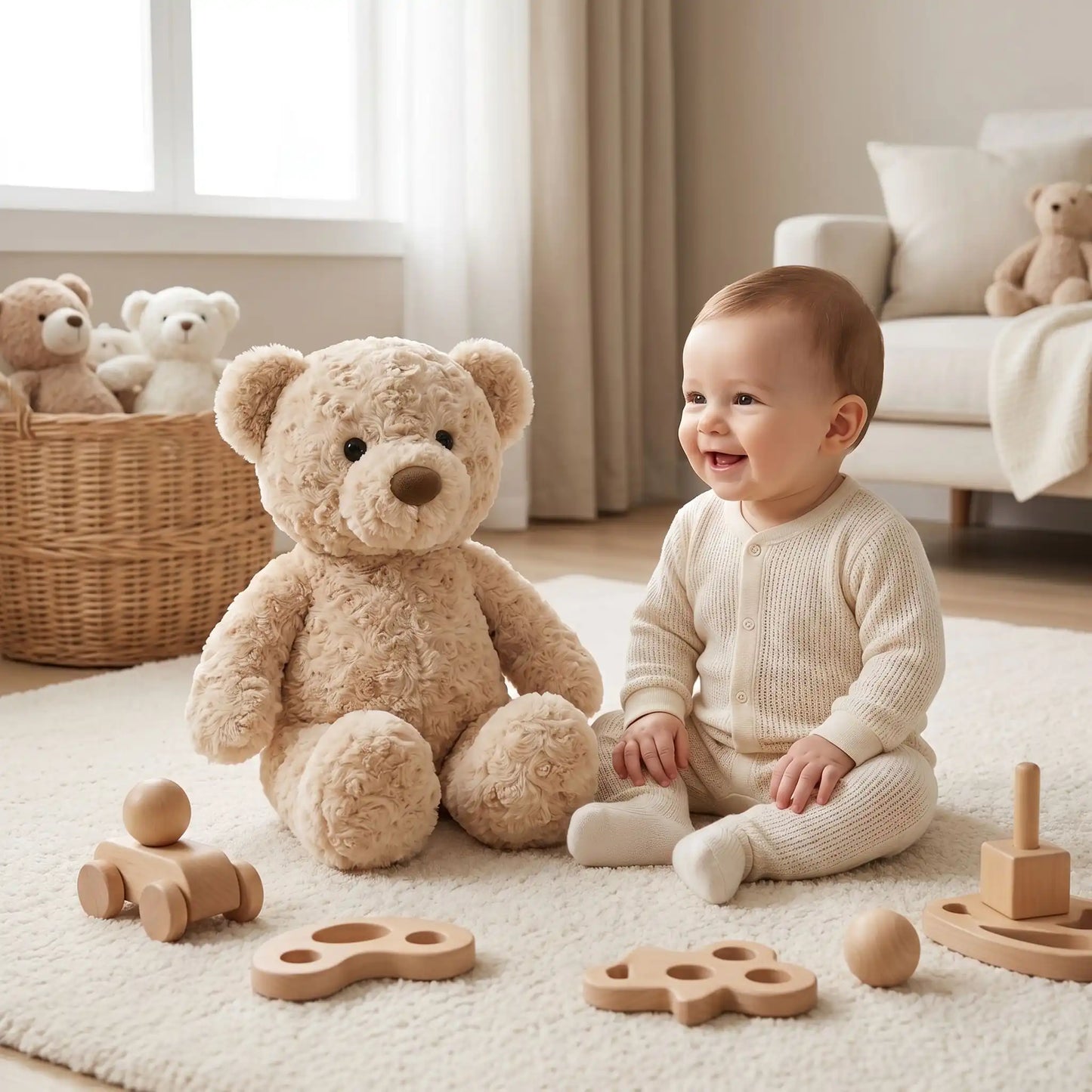 peluche ours 30cm assis bebe