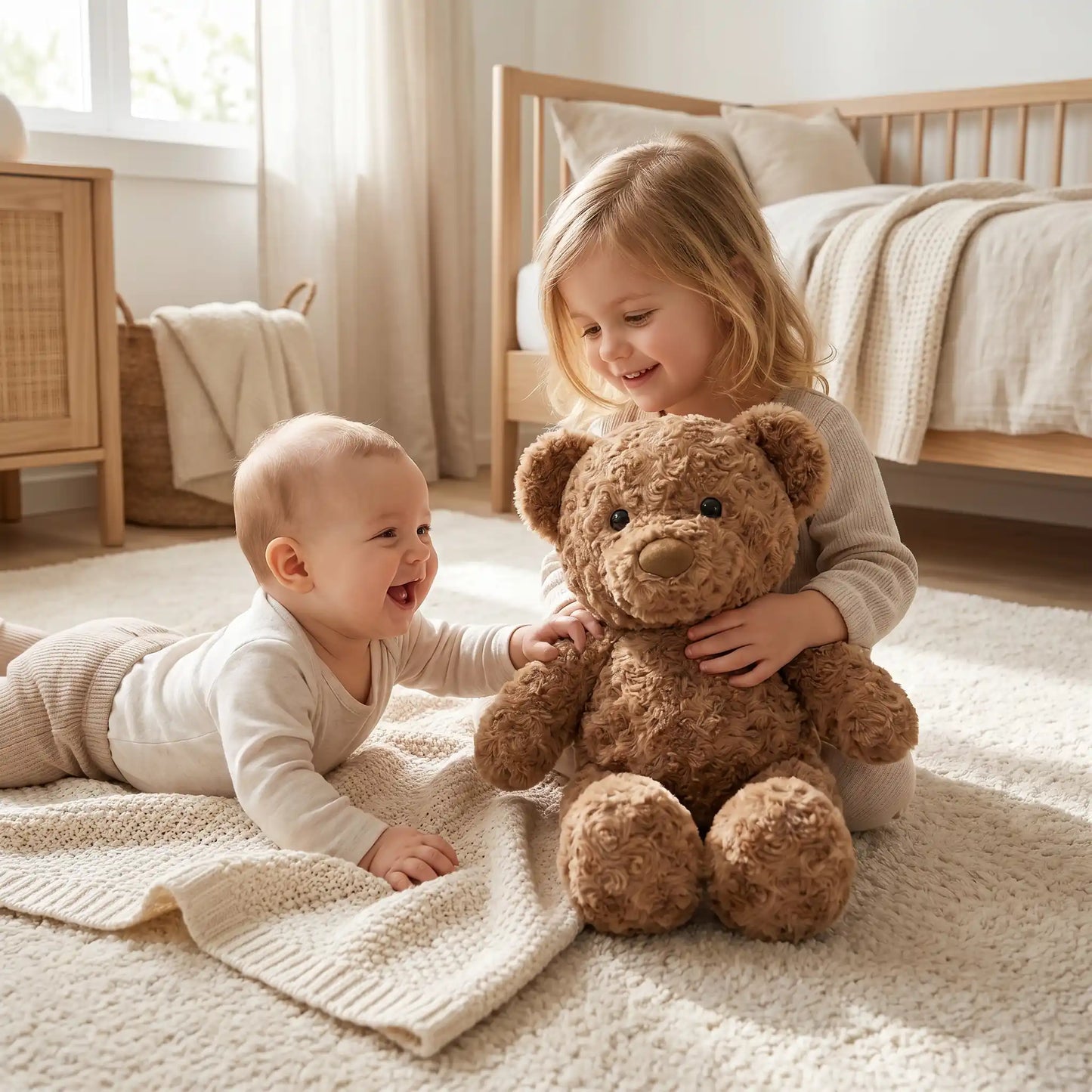 peluche ours 30cm soeur assis
