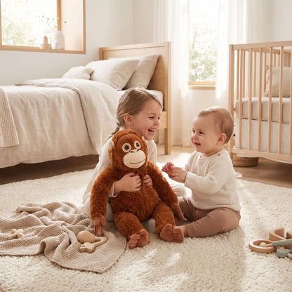 peluche pour bebe orang outan soeur joue bebe