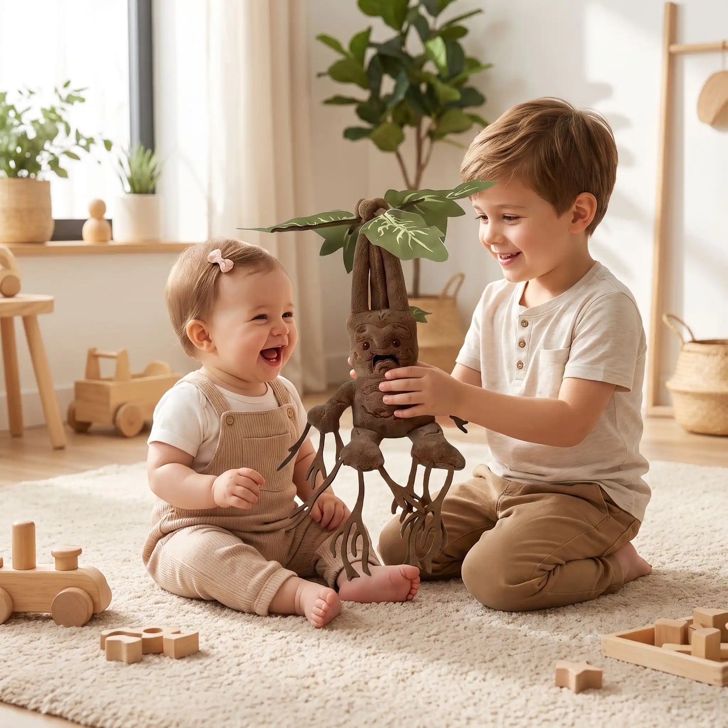 peluches bebe mandrake frere joue bebe