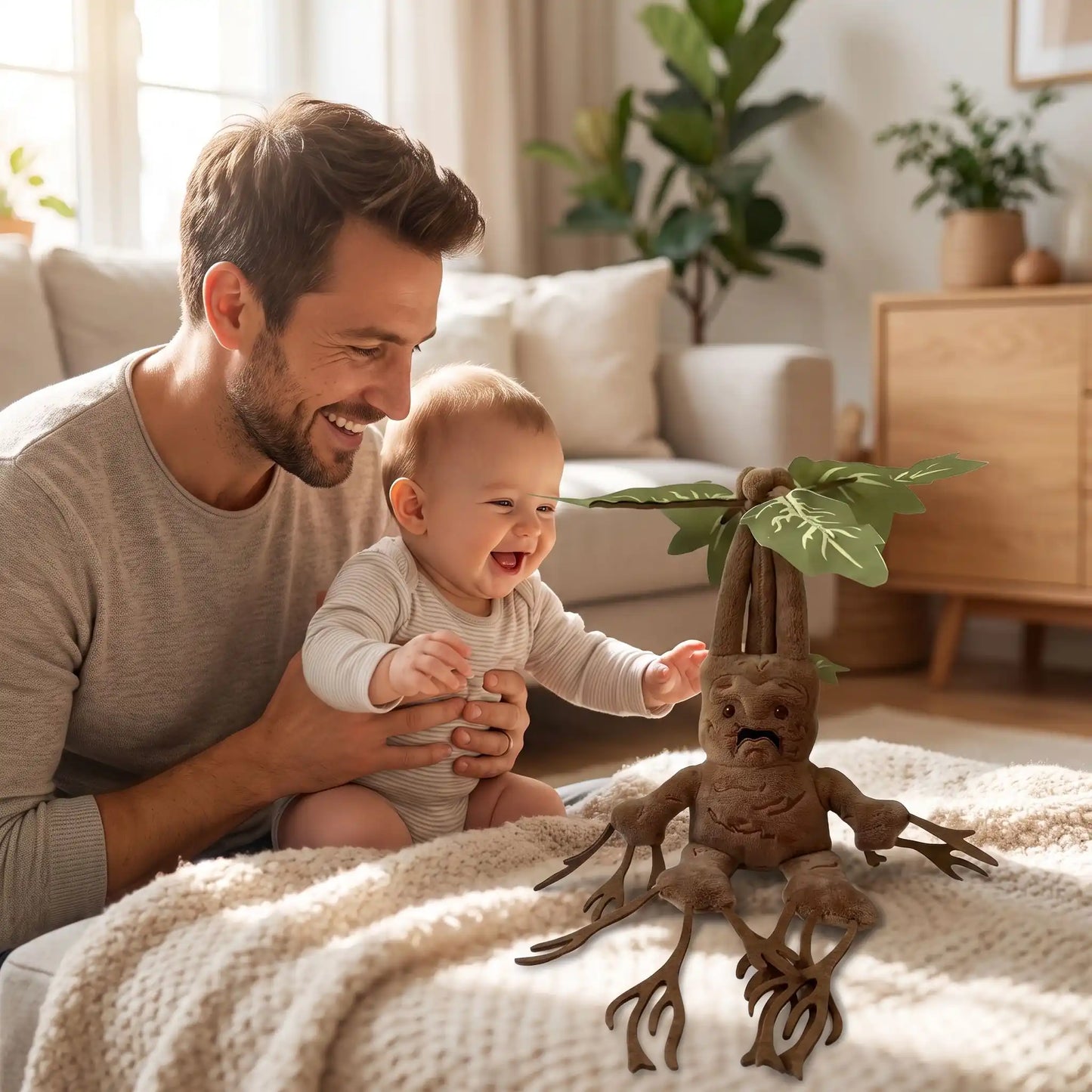 peluches bebe mandrake papa joue bebe