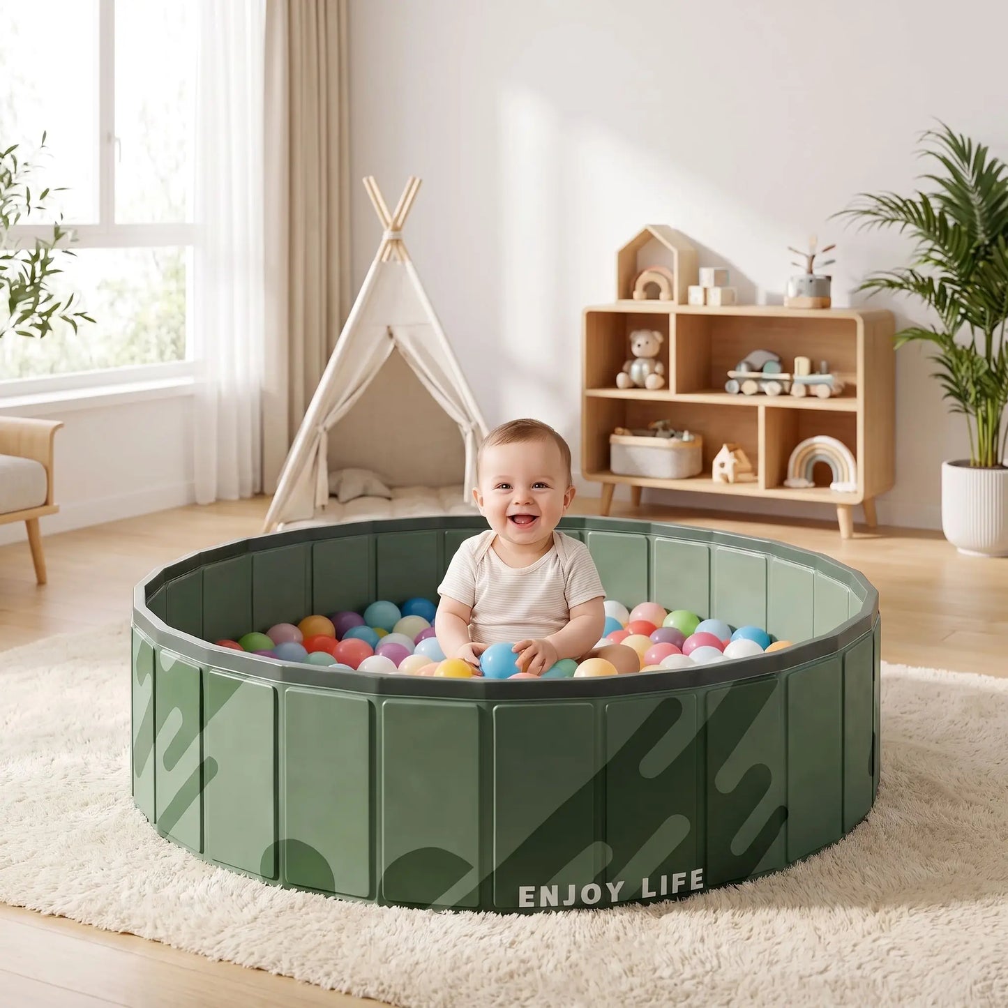 piscine a balle bebe pliable vert salle