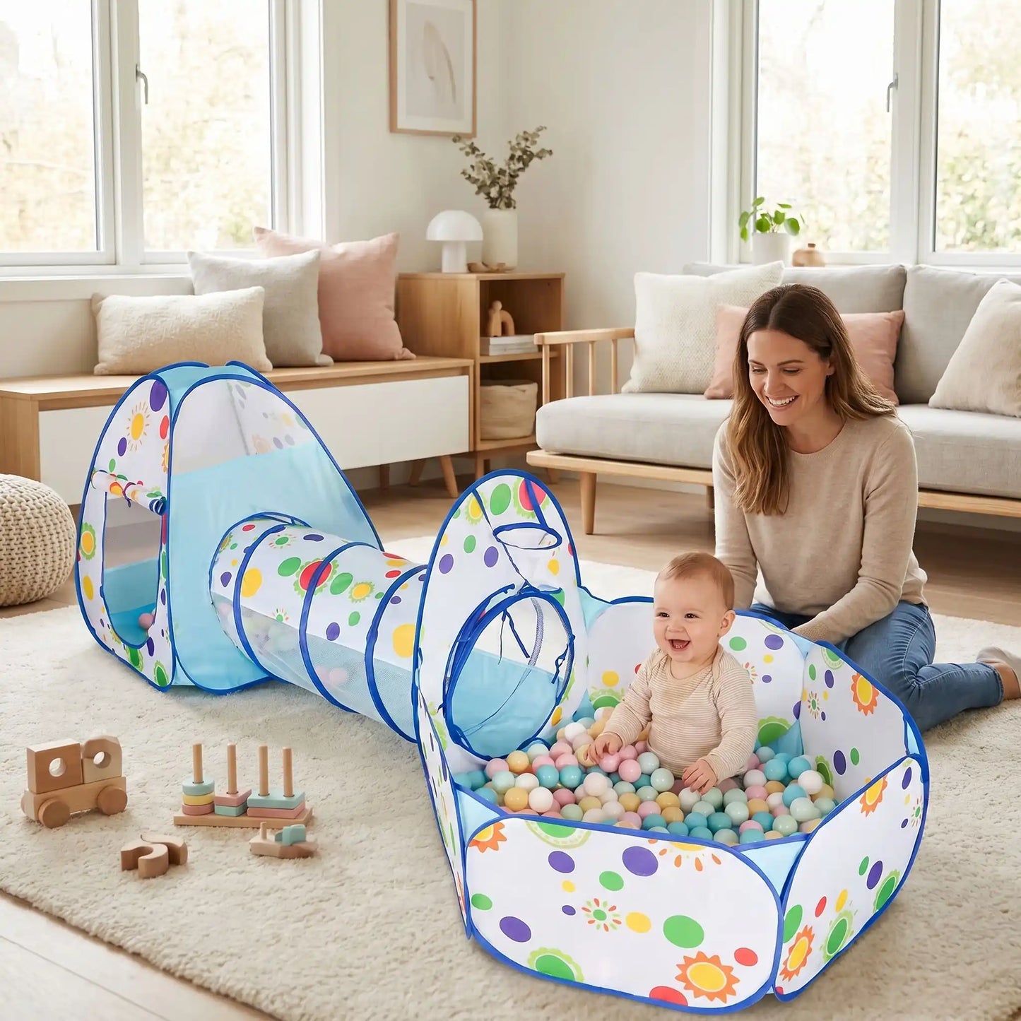 piscine a balle maman bebe salon