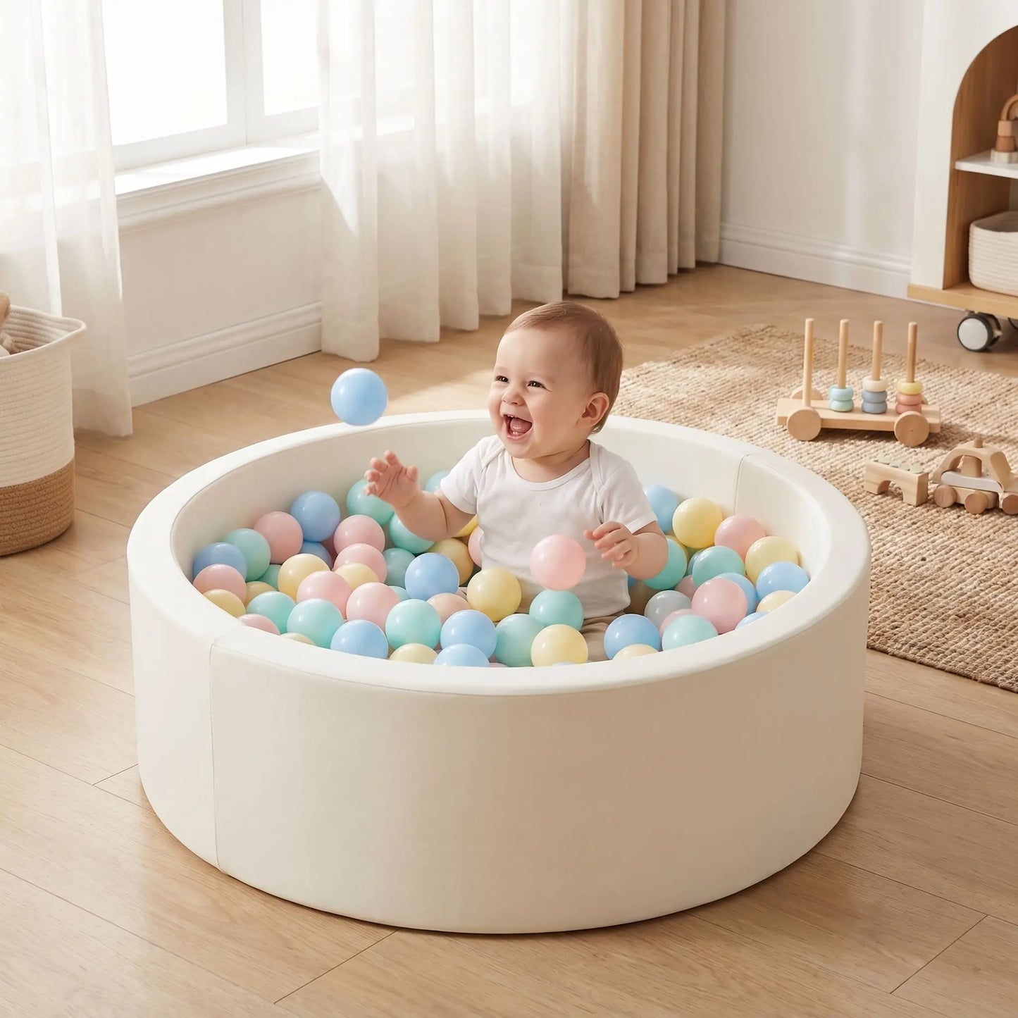 piscine a balle pour BEBE blanc mousse 