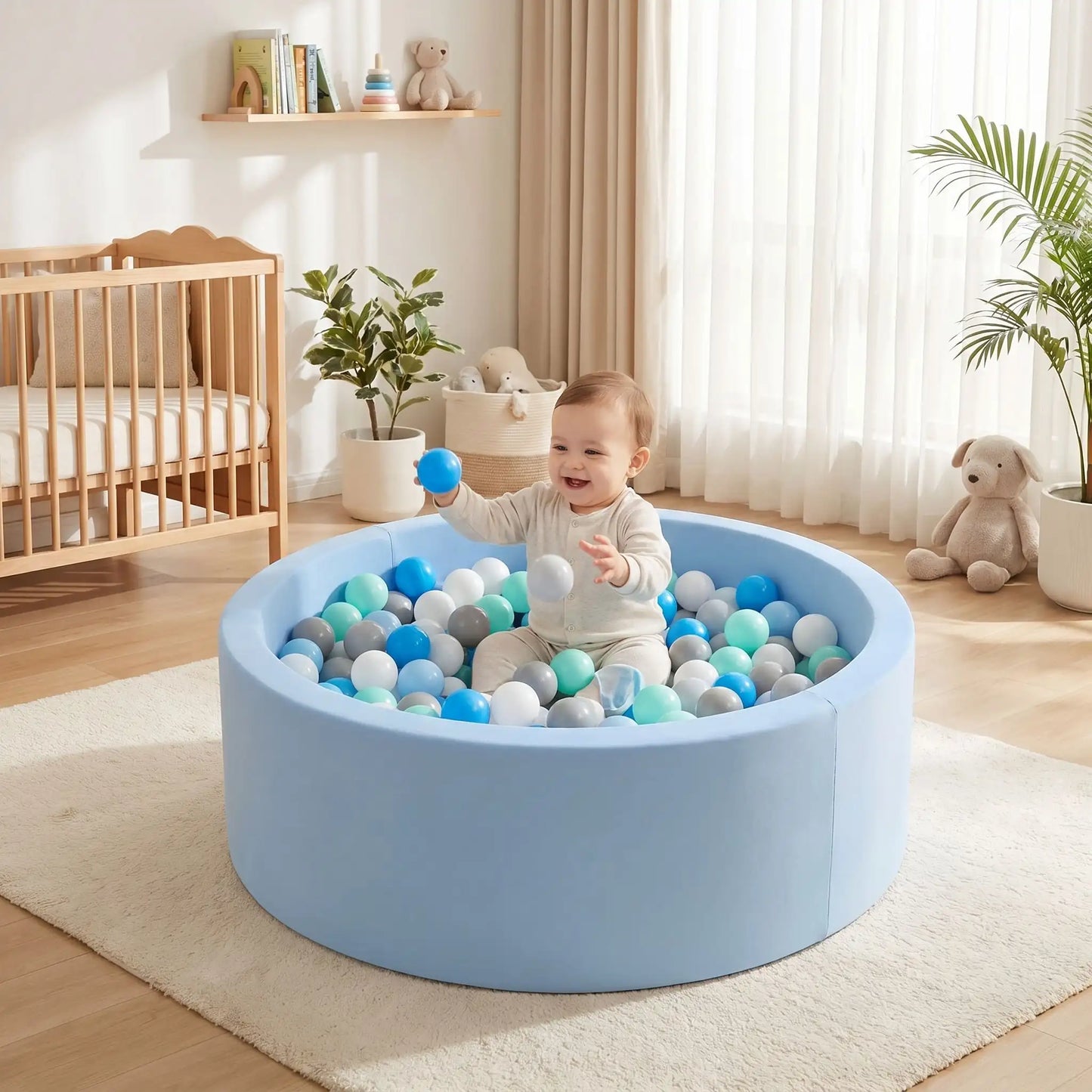 piscine a balle pour BEBE mousse bleu bebe