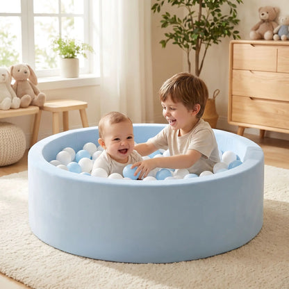 piscine a balle pour BEBE mousse frere bleu