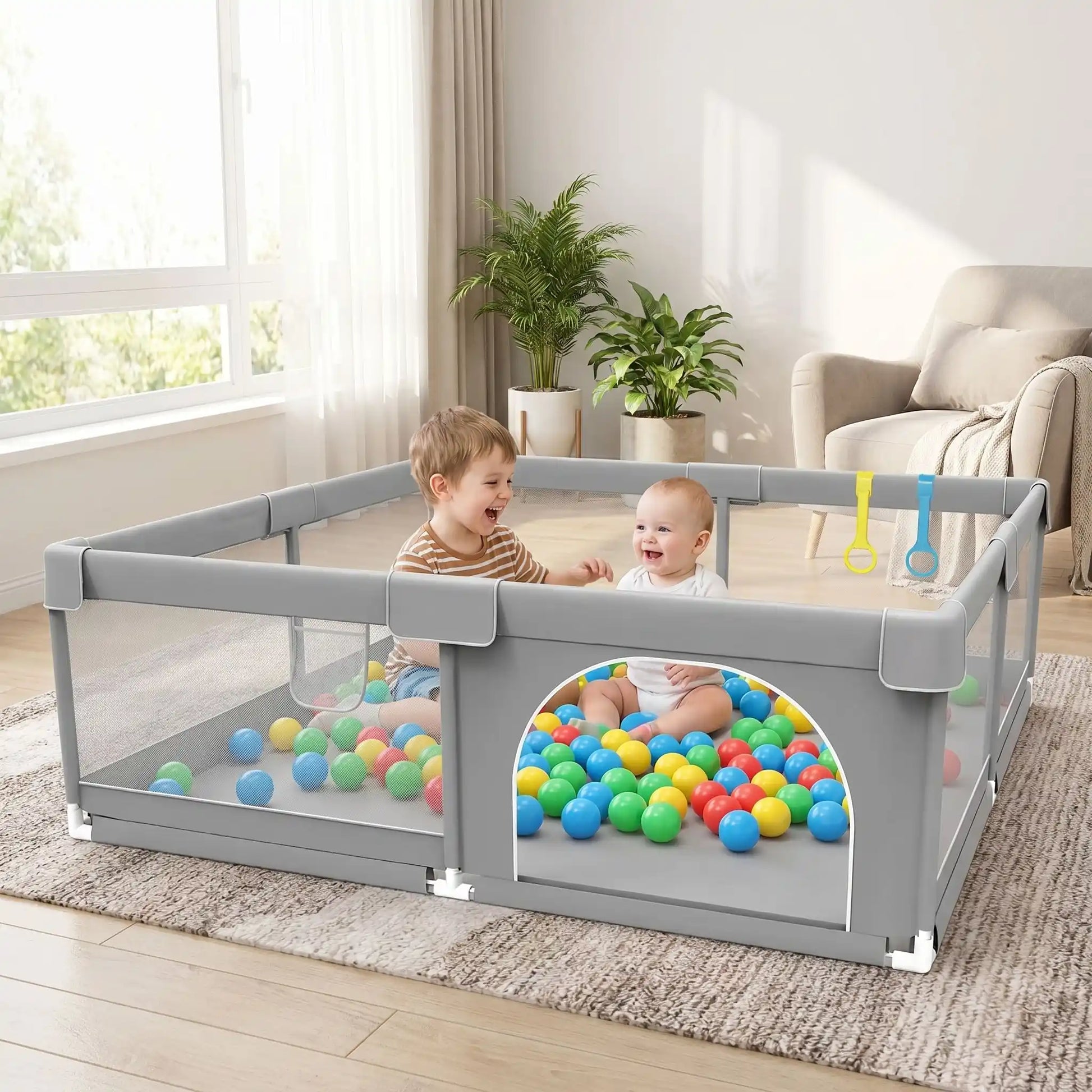 piscine a balles gris frere salon