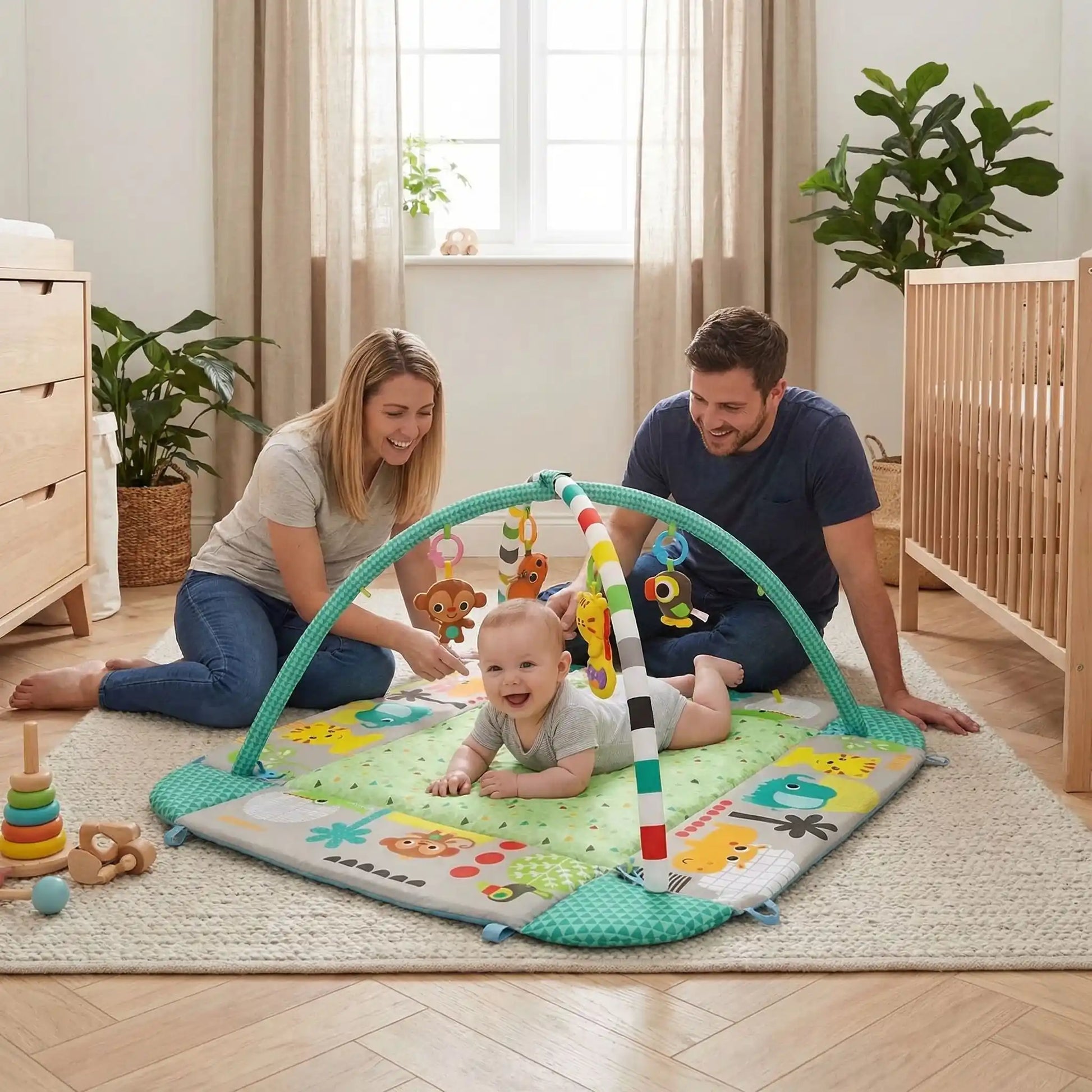 tapis bebe eveil parents regarde bebe