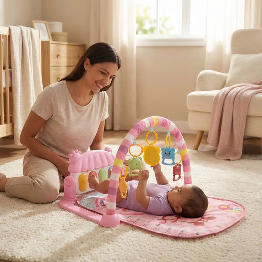 tapis d eveil rose maman joue