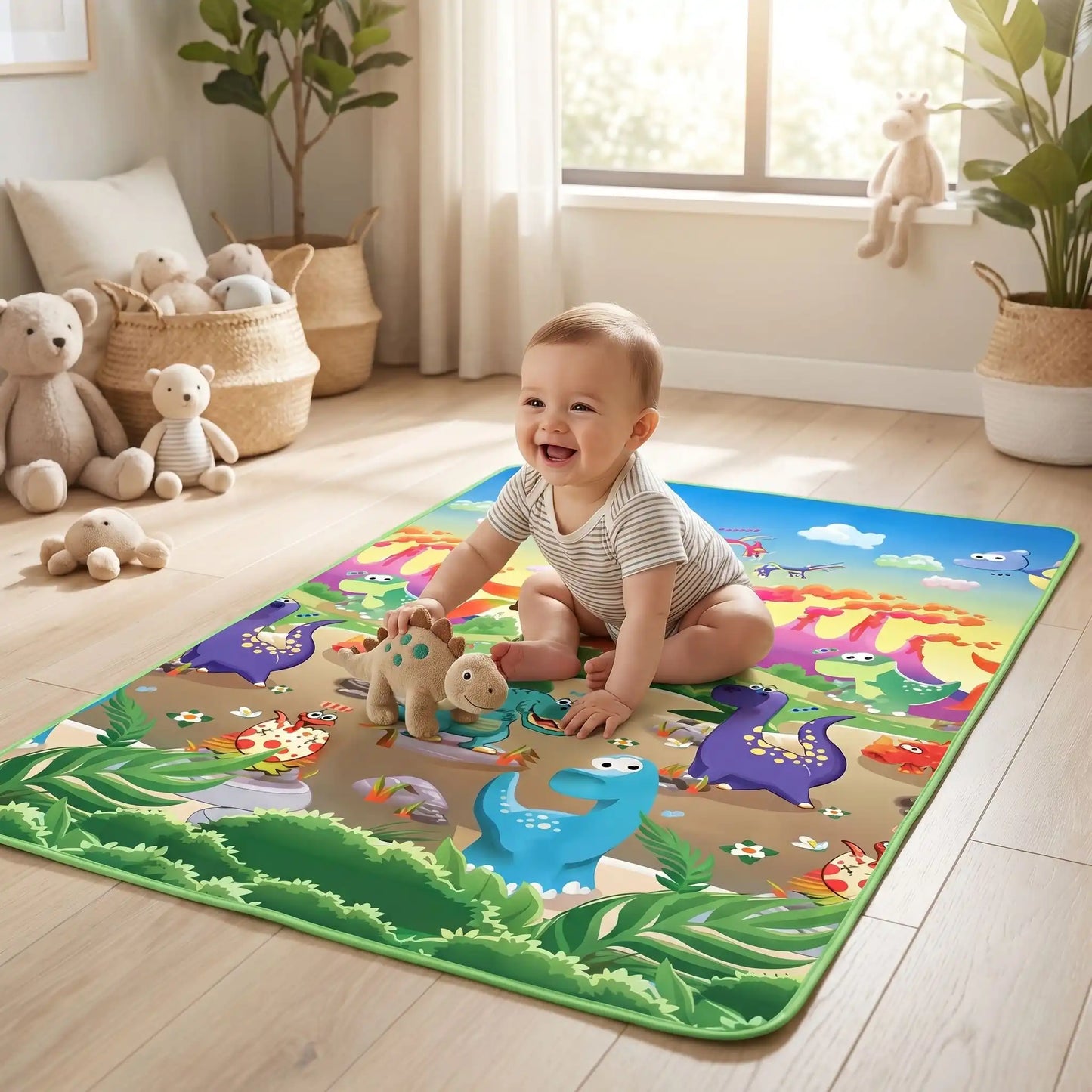 tapis de jeu bebe dino assis bebe