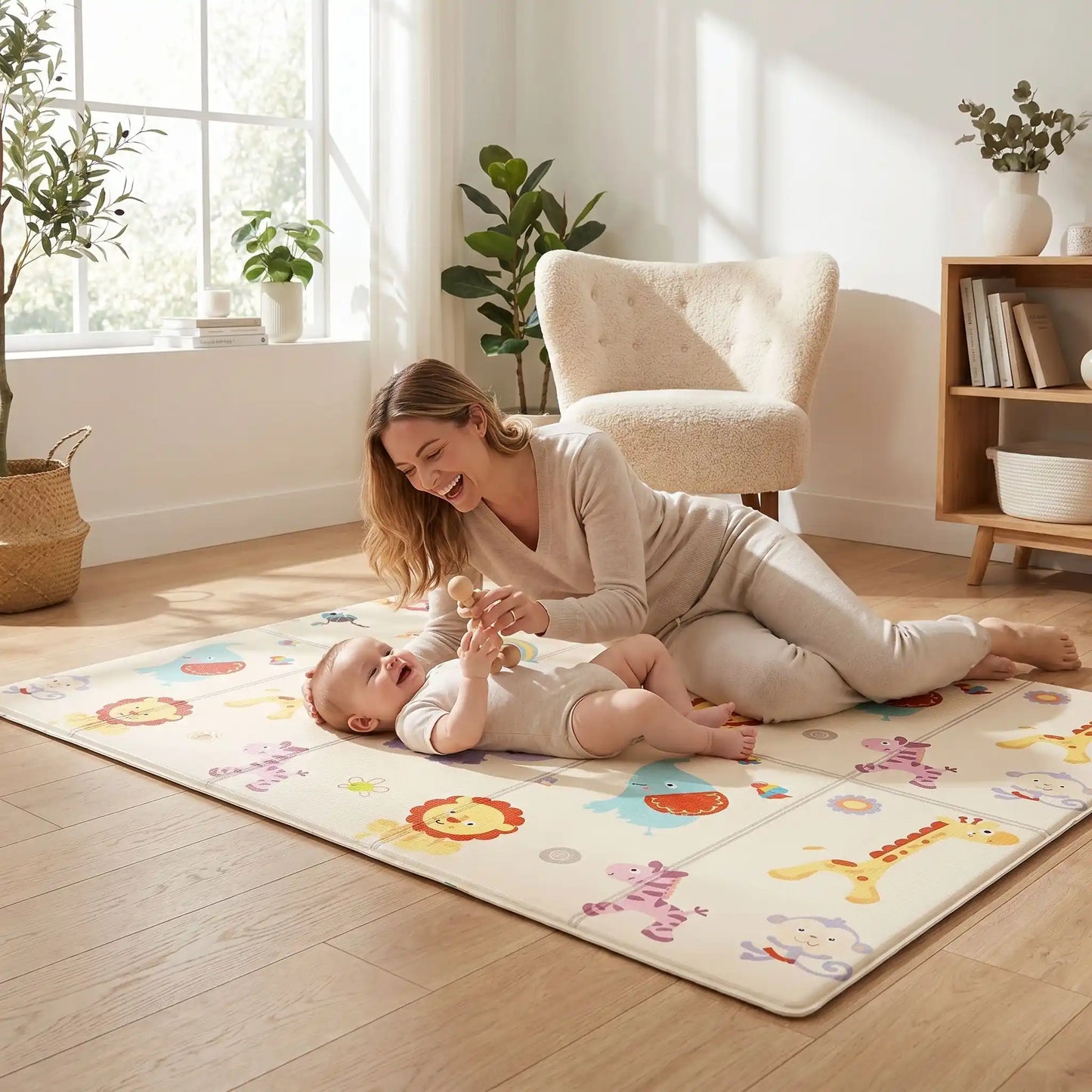 tapis de jeu bebe face maman bebe joue