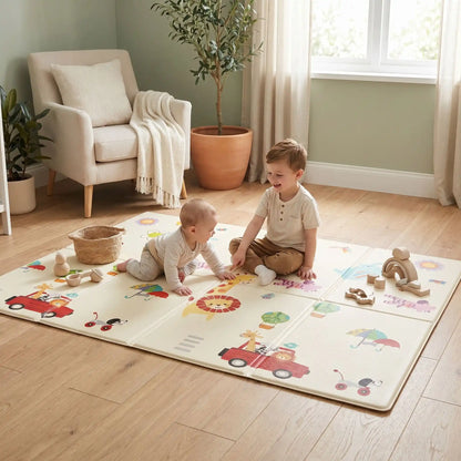 tapis de jeu double frere bebe joue