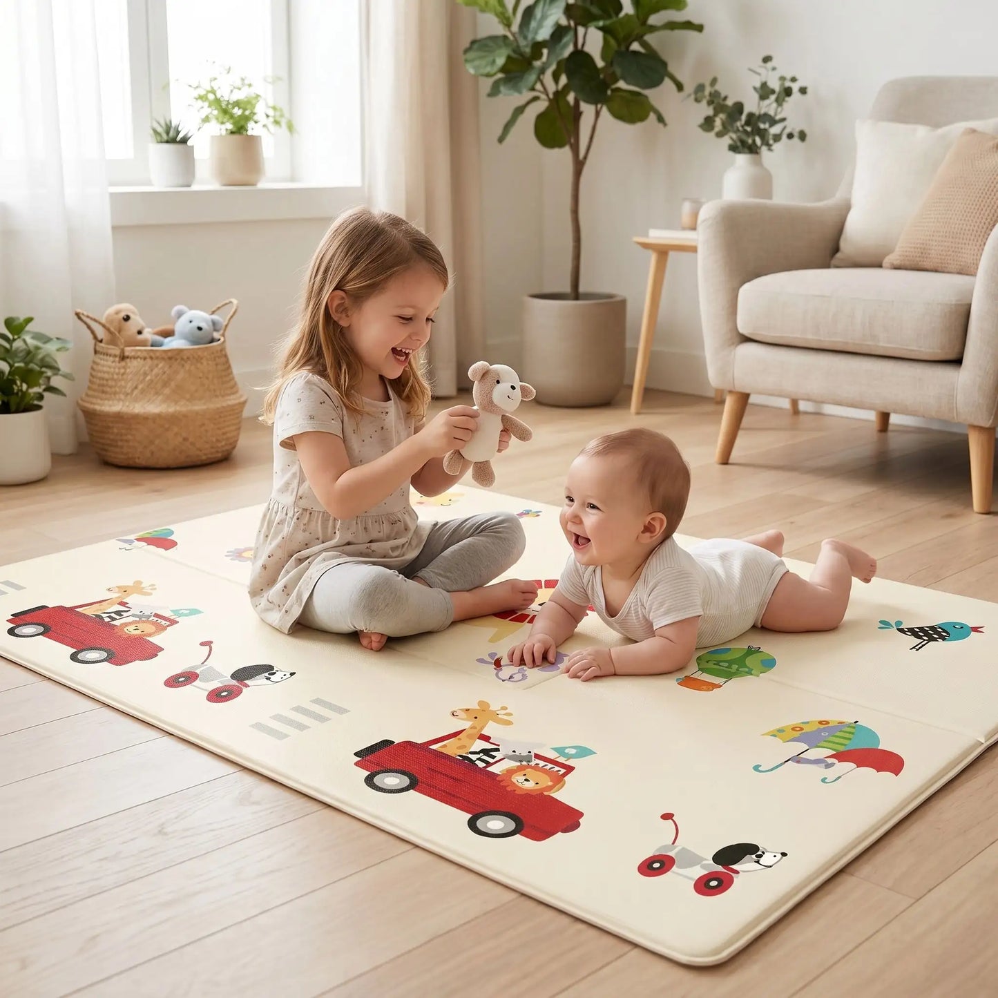 tapis de jeu double soeur bebe joue