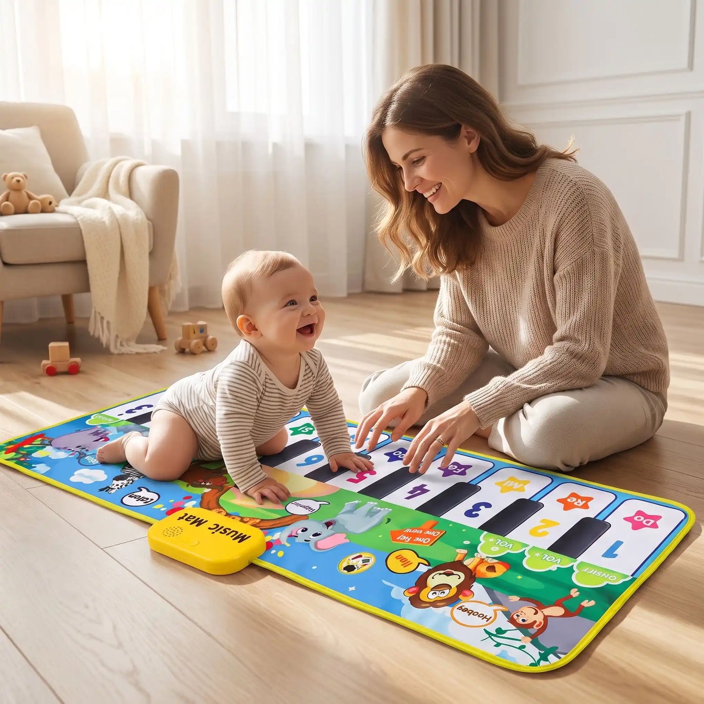tapis deveil musical bebe sensoriel maman joue bebe