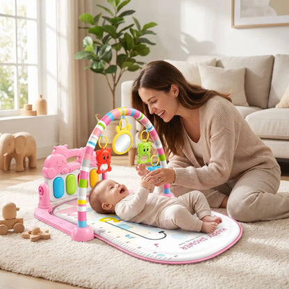 tapis d eveil rose musical maman joue bebe rose