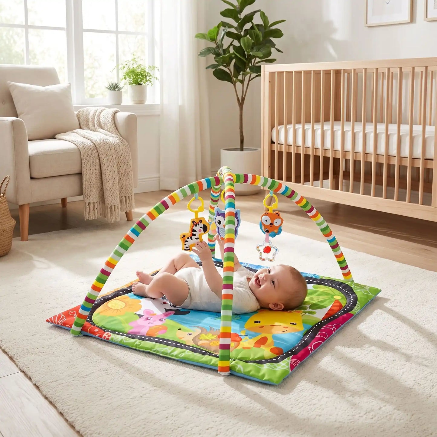 tapis deveil xxl lavable bebe joue dos vert