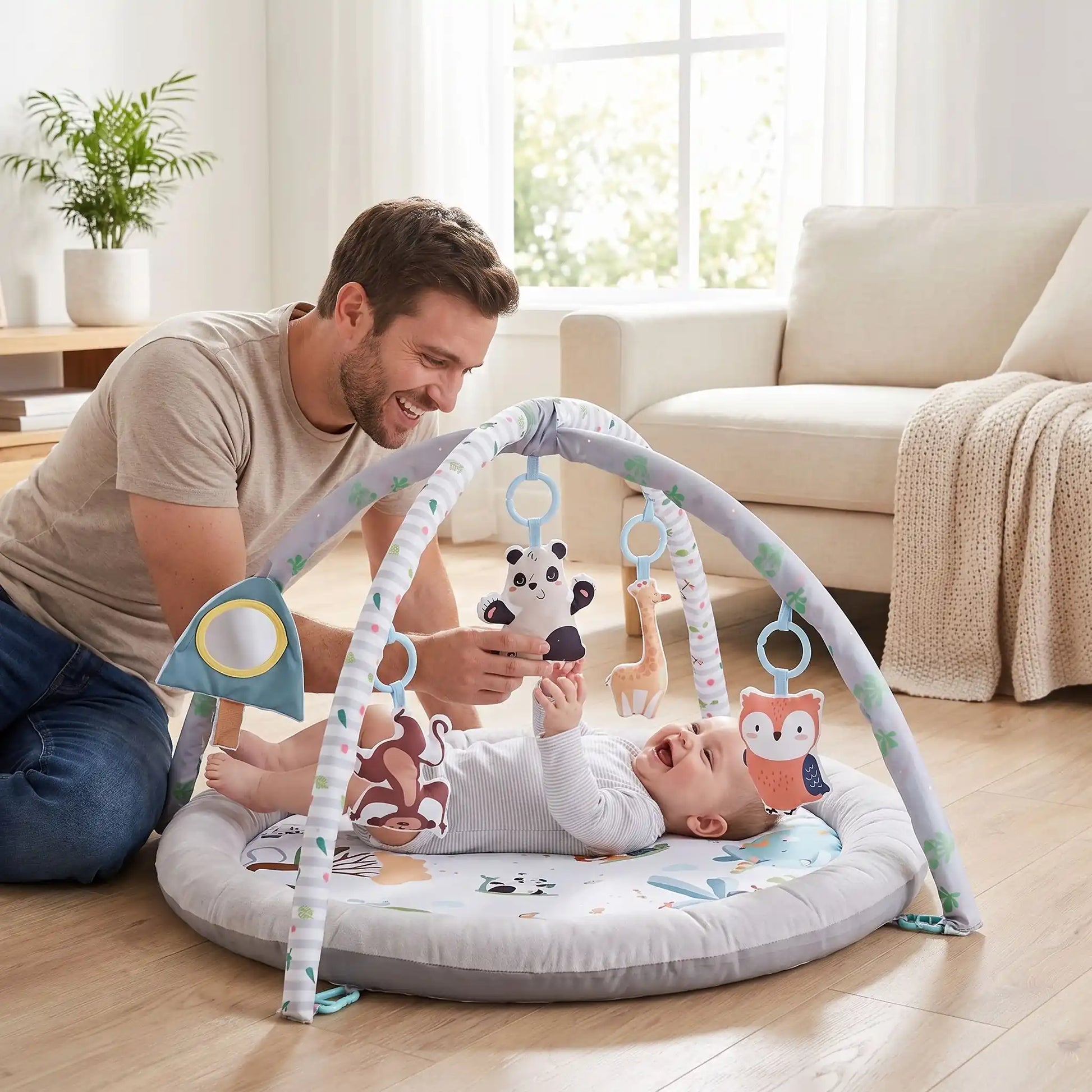 tapis d eveil xxl securise papa joue bebe panda