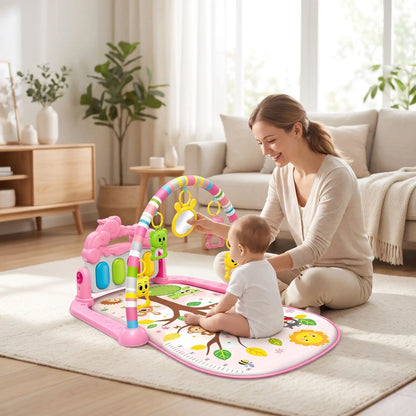 tapis musical bebe eveil maman joue rose