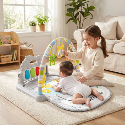 tapis musical bebe eveil soeur joue gris