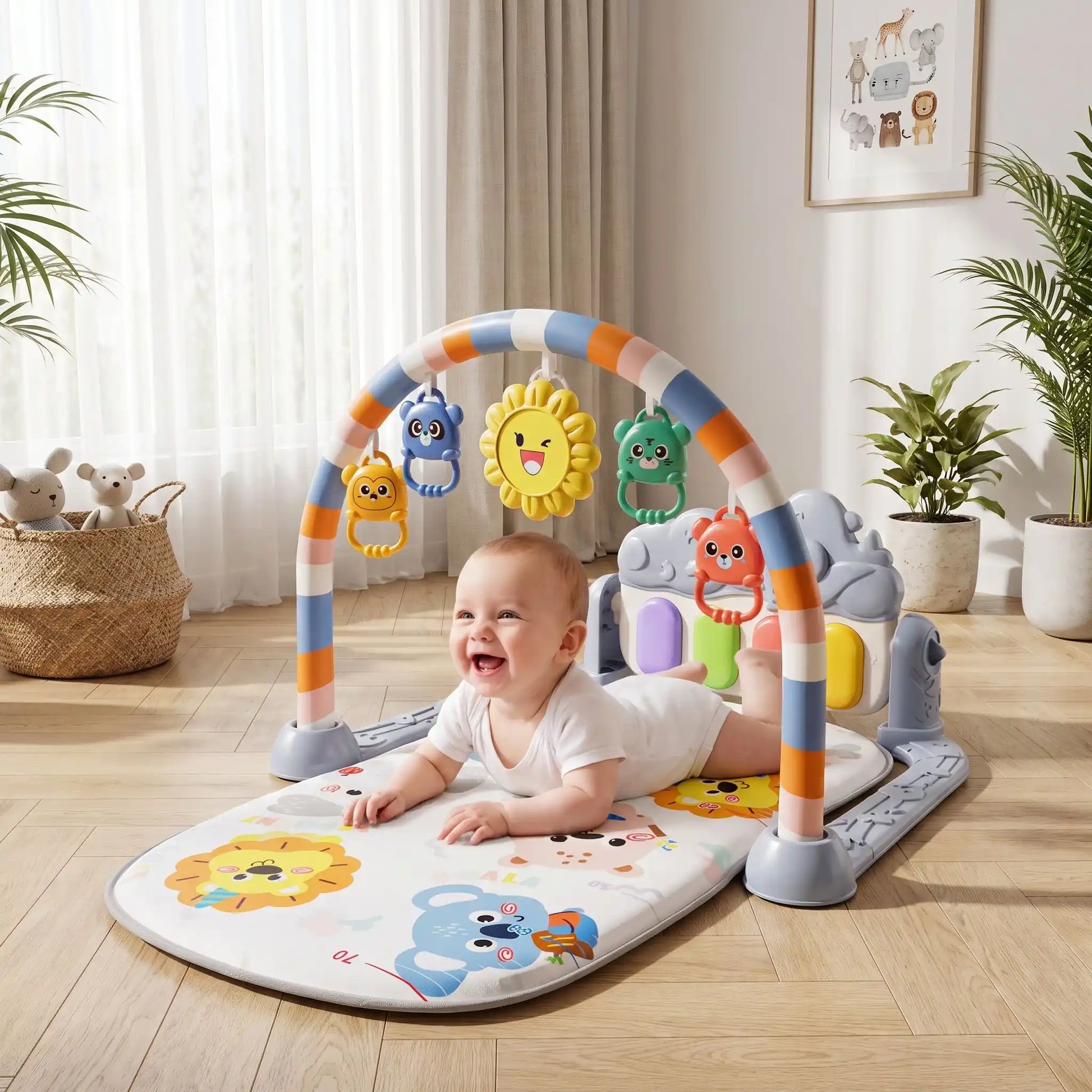 tapis musical bebe piano joue bebe gris