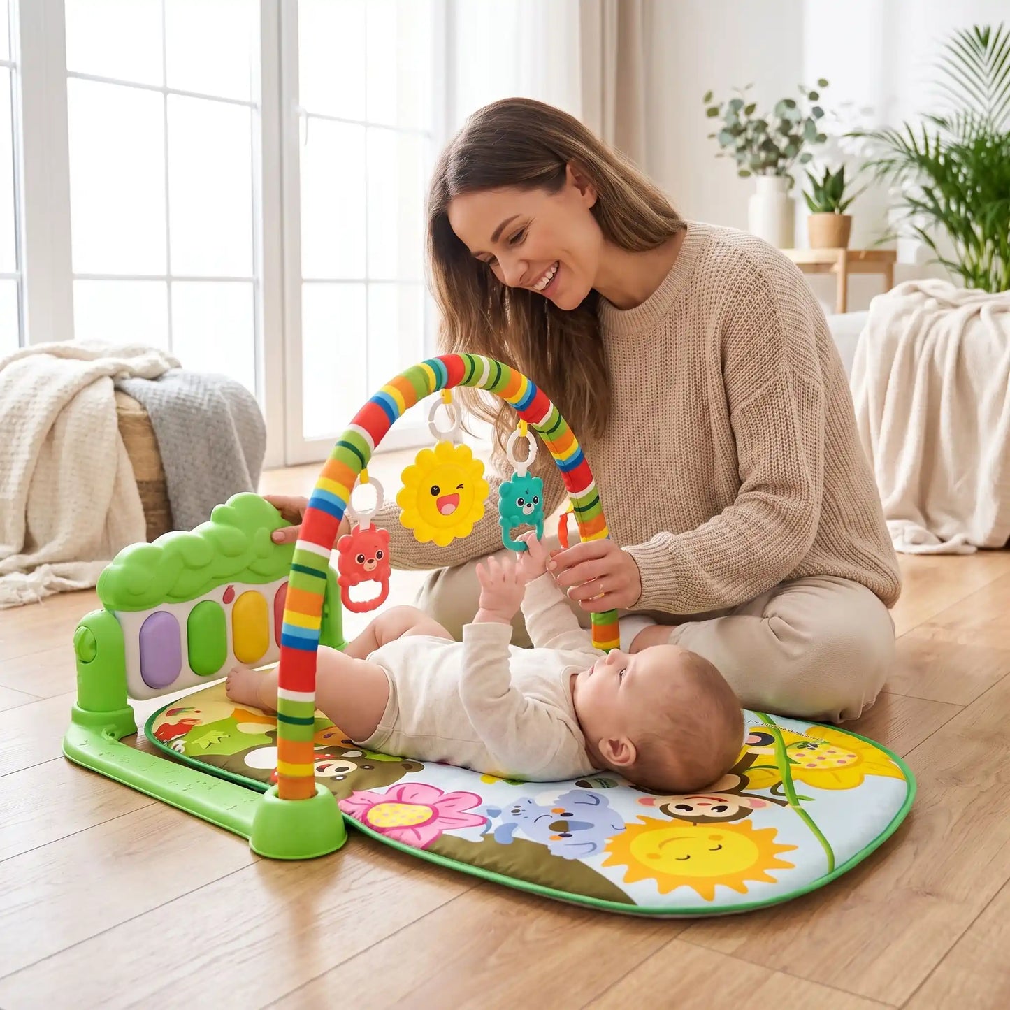 tapis musical bebe piano maman joue vert