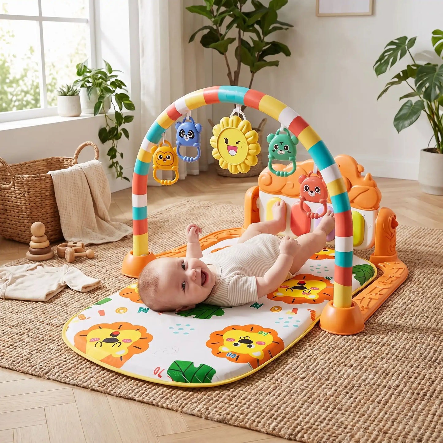 tapis sensoriel bebe jaune joue dos bebe