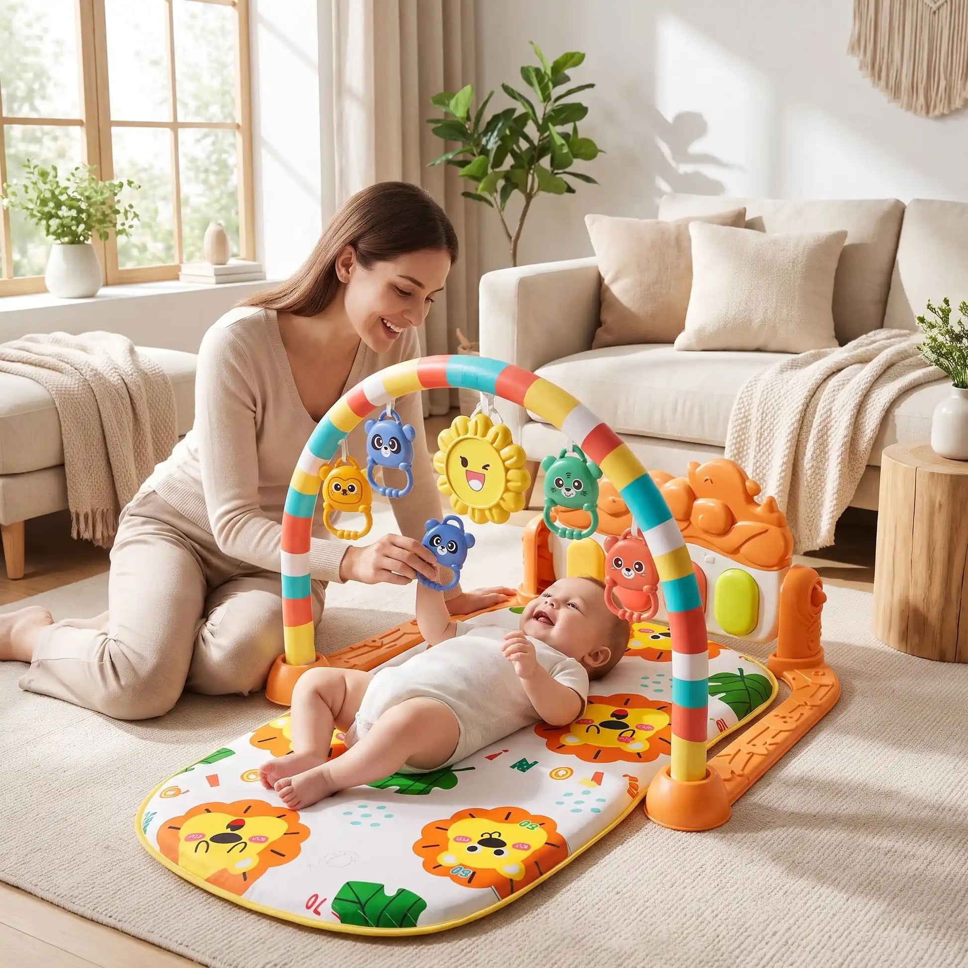 tapis sensoriel bebe maman joue jaune