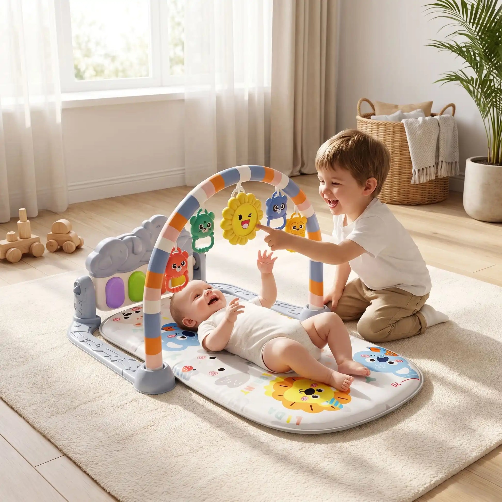 tapis sensorielle bebe eveil frere joue gris