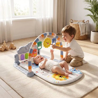 tapis sensorielle bebe eveil frere joue gris