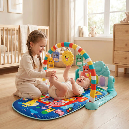 tapis sensorielle bebe eveil soeur joue bebe bleu