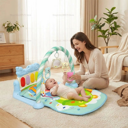 tapis d eveil vert maman regarde bebe