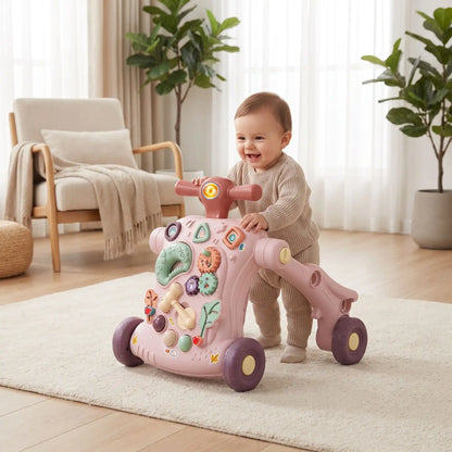 trotteur bebe 3 en 1 pousseur bebe joue rose