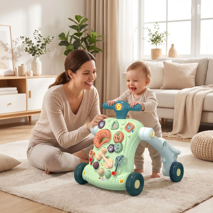 trotteur bebe 3 en 1 pousseur maman joue vert