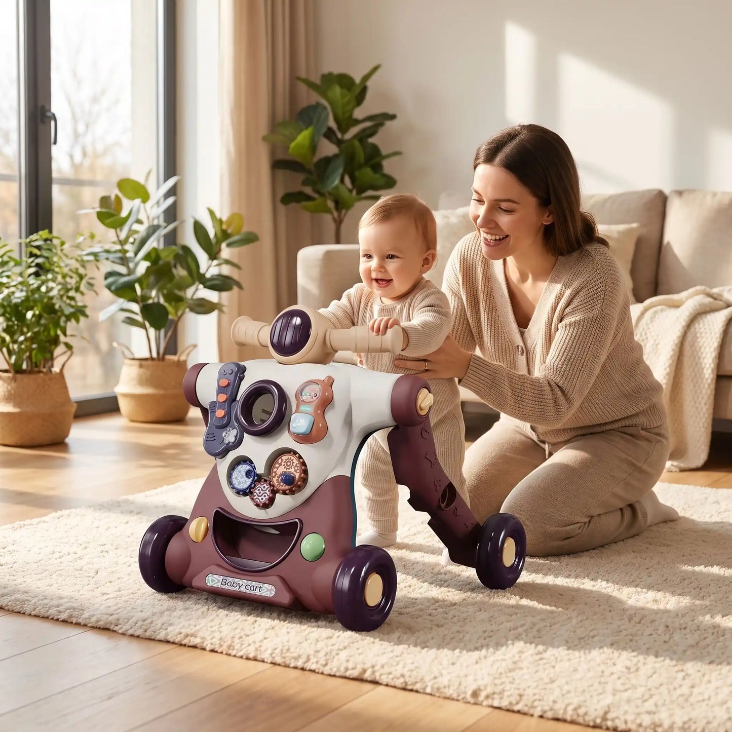 trotteur bebe rouge maman joue bebe salle