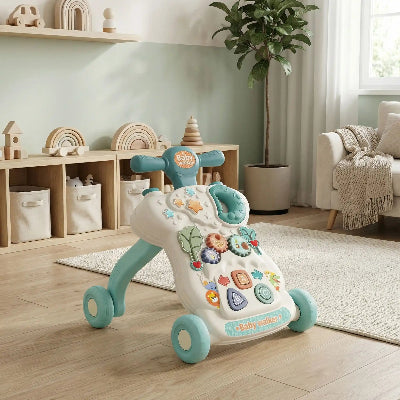 trotteur bebe salle jeux bleu