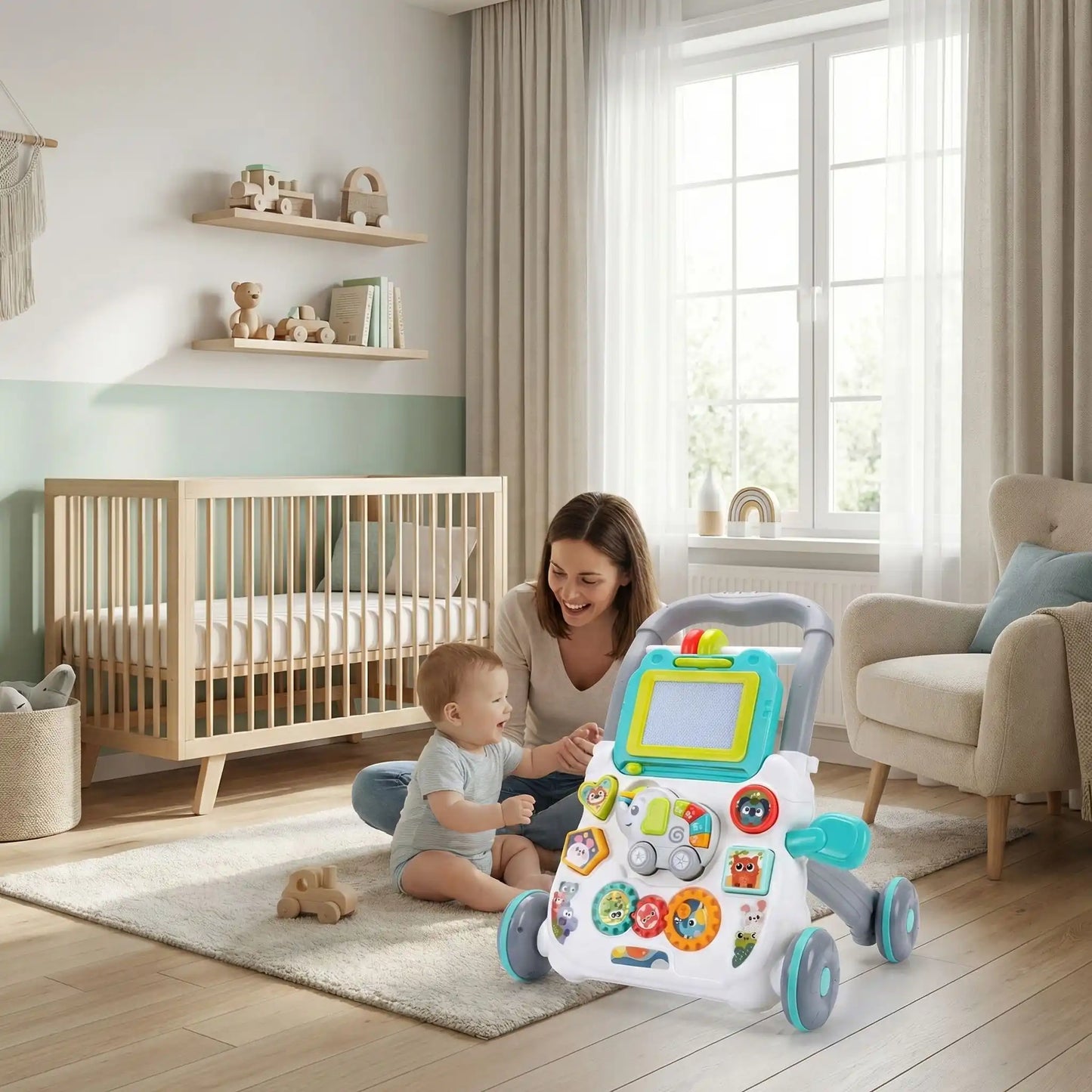 trotteur maman bebe gris