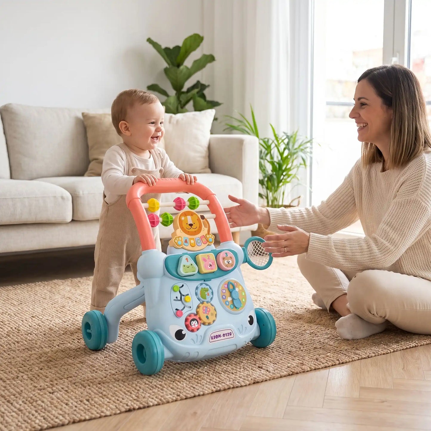 trotteur maman joue bebe salle bleu