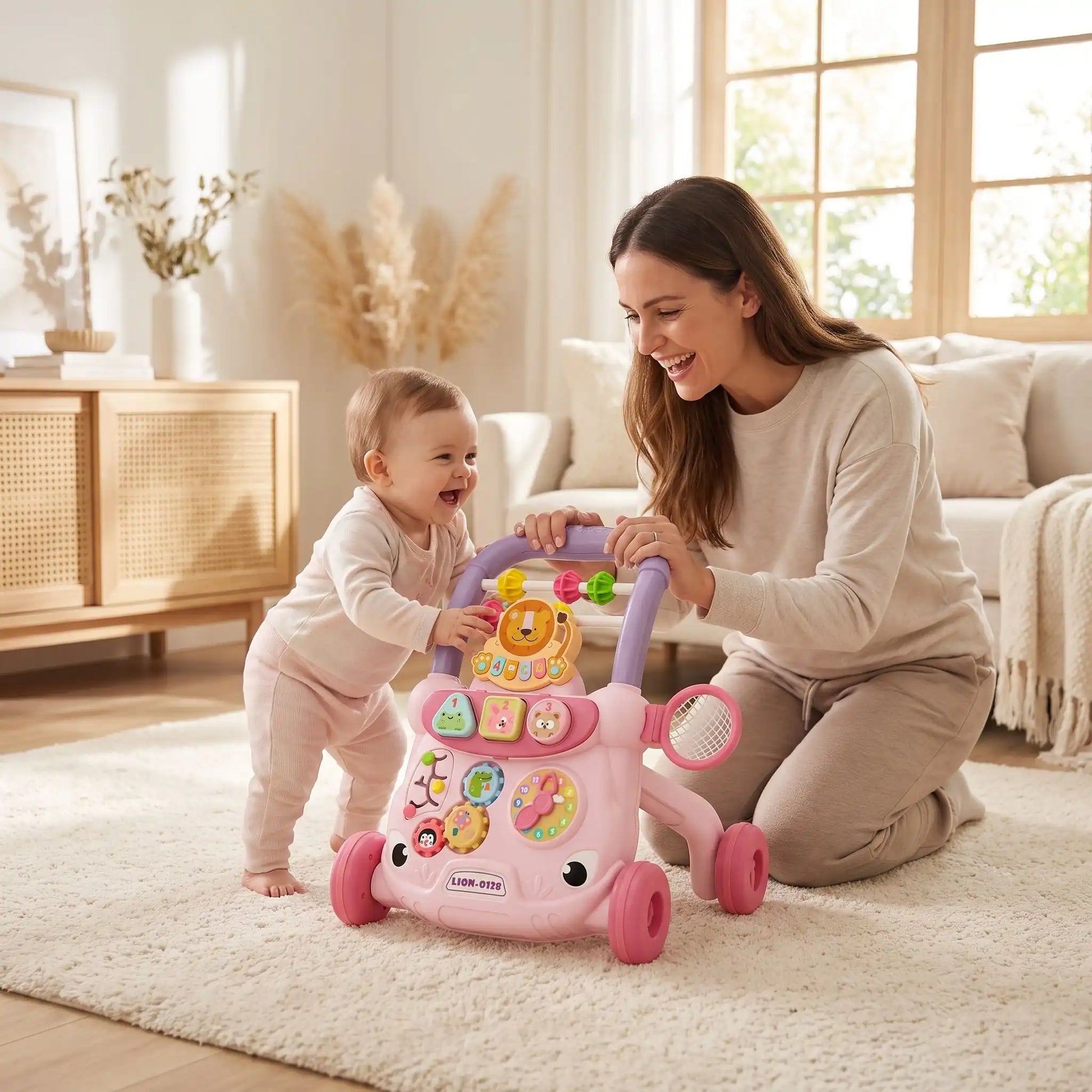 trotteur pour bebe rose maman joue salon bebe